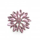 Snap 20mm  Flower pink crystals