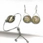Set Handmade Earrings925 SterlingSilver&Bracelet Tie-on Stainless Steel