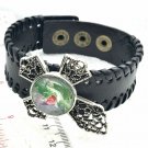 Leather bracelet Cross Gingersnap Noosa chunk Buttons 18-20mm Handmade Snap