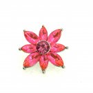 Snap 20mm  Flower pink crystals