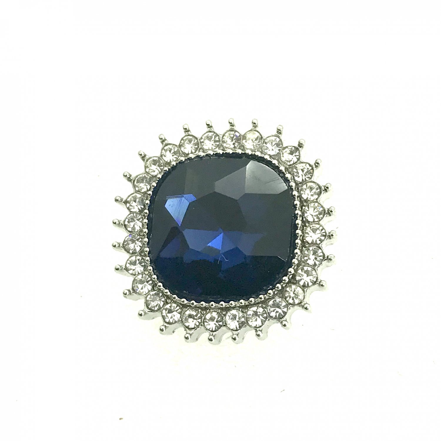 Snap 20mm Blue square crystals