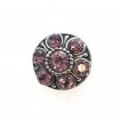 Rhinestone Mini snap button 12mm gingersnap   pink crystal Flower Jewelry Fast Shipping