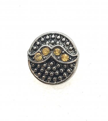 Rhinestone Mini snap button 12mm gingersnap Jewelry mustache Gold