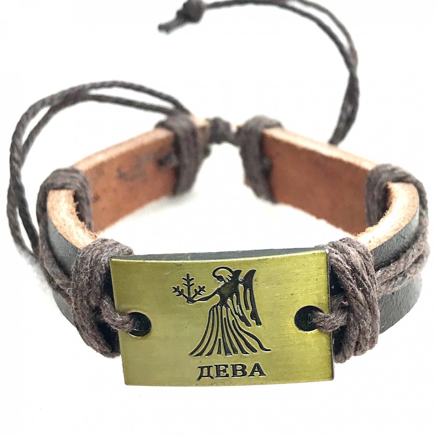 Virgo  Horoscope leather bracelet metal details zodiac  brown