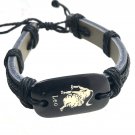 Leo Horoscope leather bracelet braided metallic details zodiac  black