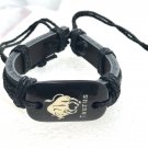 Taurus Horoscope leather bracelet metal details zodiac  black
