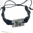 Capricorn Horoscope leather bracelet braided metallic details zodiac  black