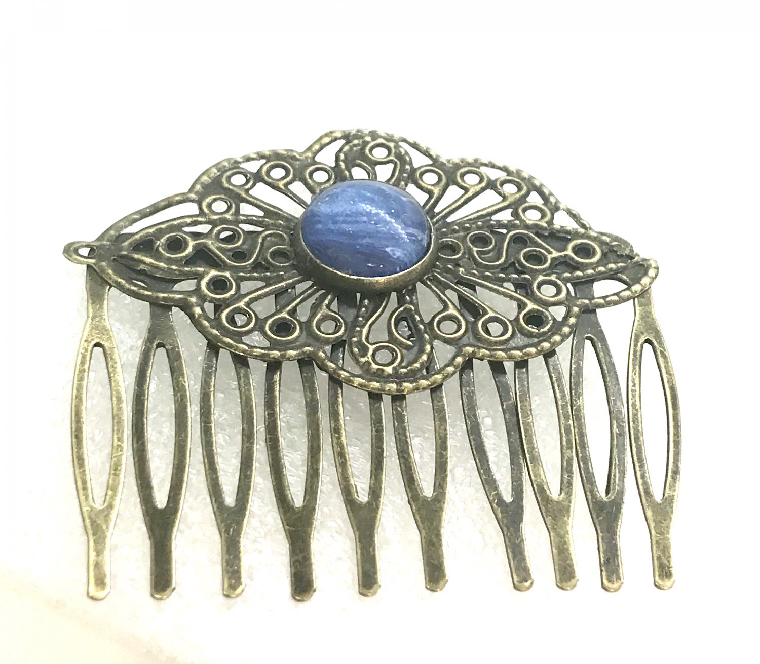 Hair comb pin hand painted 10mm glass dome