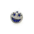Snap 20mm spooky smiley face stars blue silver