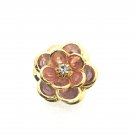 Snap 20mm  gold and pink flower crystals