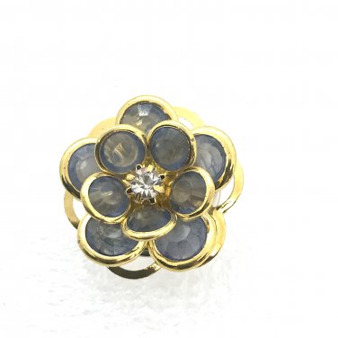 Snap 20mm  gold and  grey  flower crystals