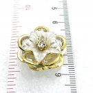 Snap 20mm  gold and white colors flower crystals