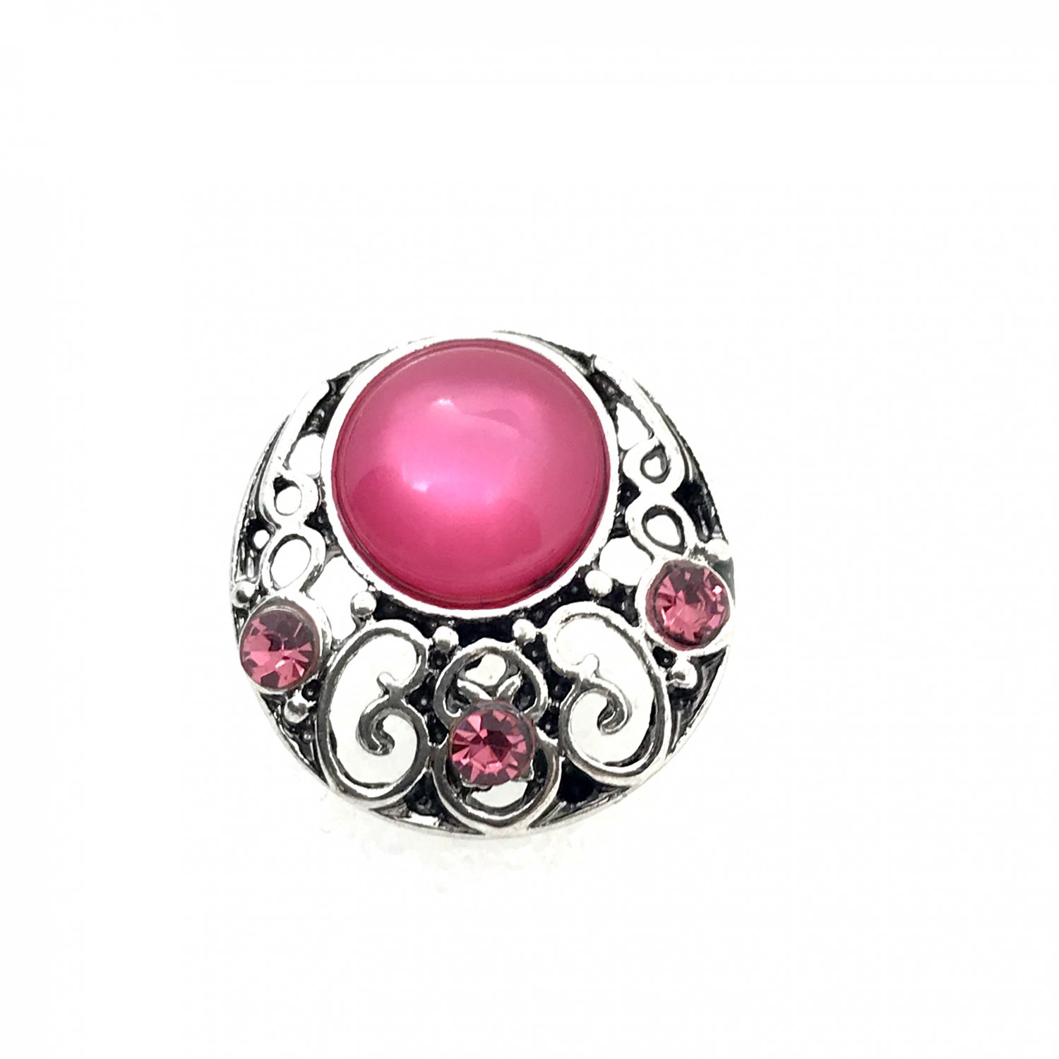 Snap 20mm pink crystals