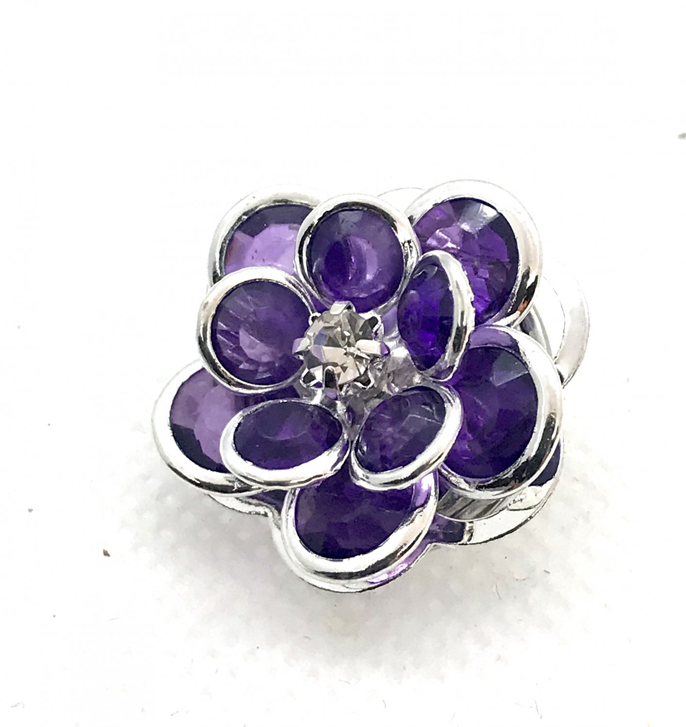 Snap 20mm Flower purple and silver