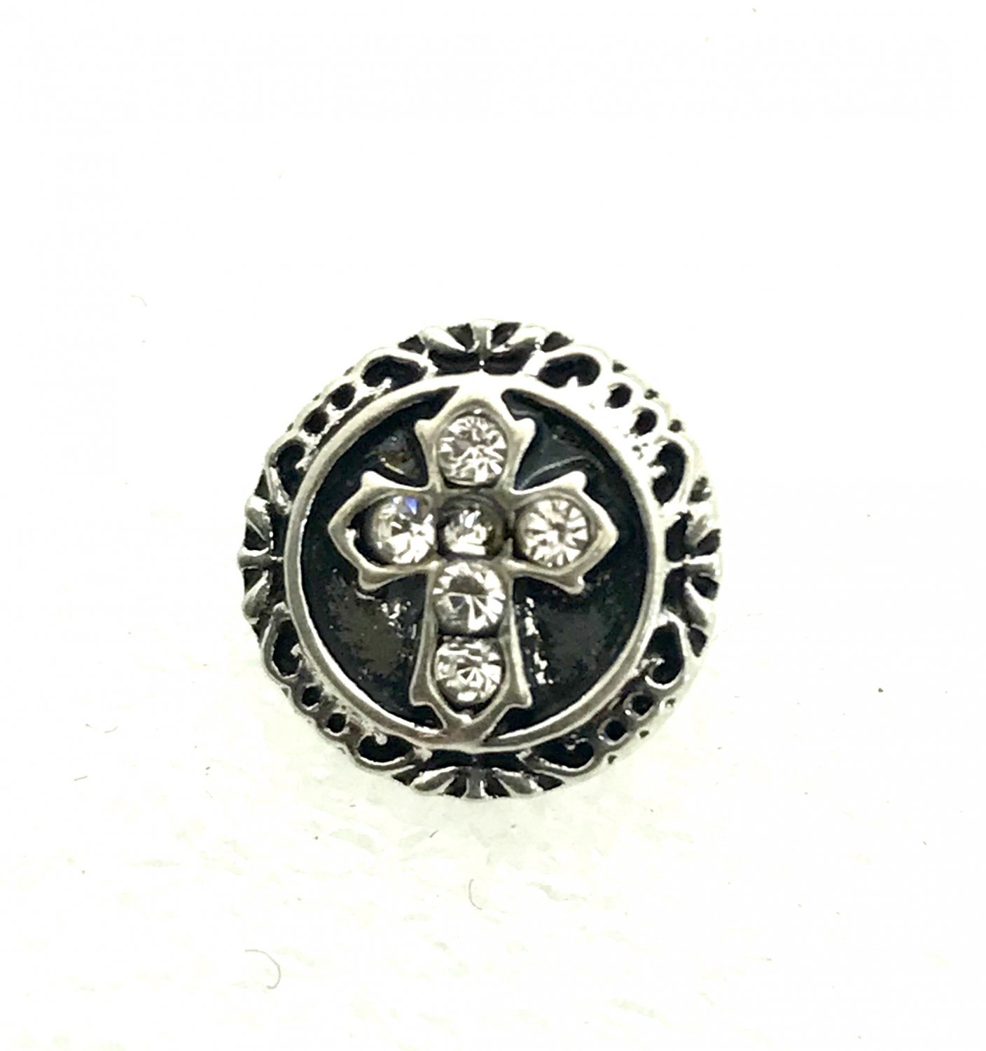 Rhinestone Mini snap button 12mm gingersnap Jewelry Medium Cross Clear