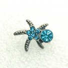 Rhinestone Mini snap button 12mm gingersnap Jewelry Blue Starfish