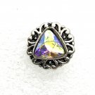 Rhinestone Mini snap button12mm gingersnap  clear crystal  floral Triangle center