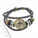 Sagittarius Horoscope leather bracelet metal details zodiac  brown