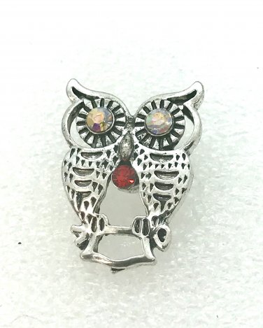 Snap 20mm Owl clear crystals
