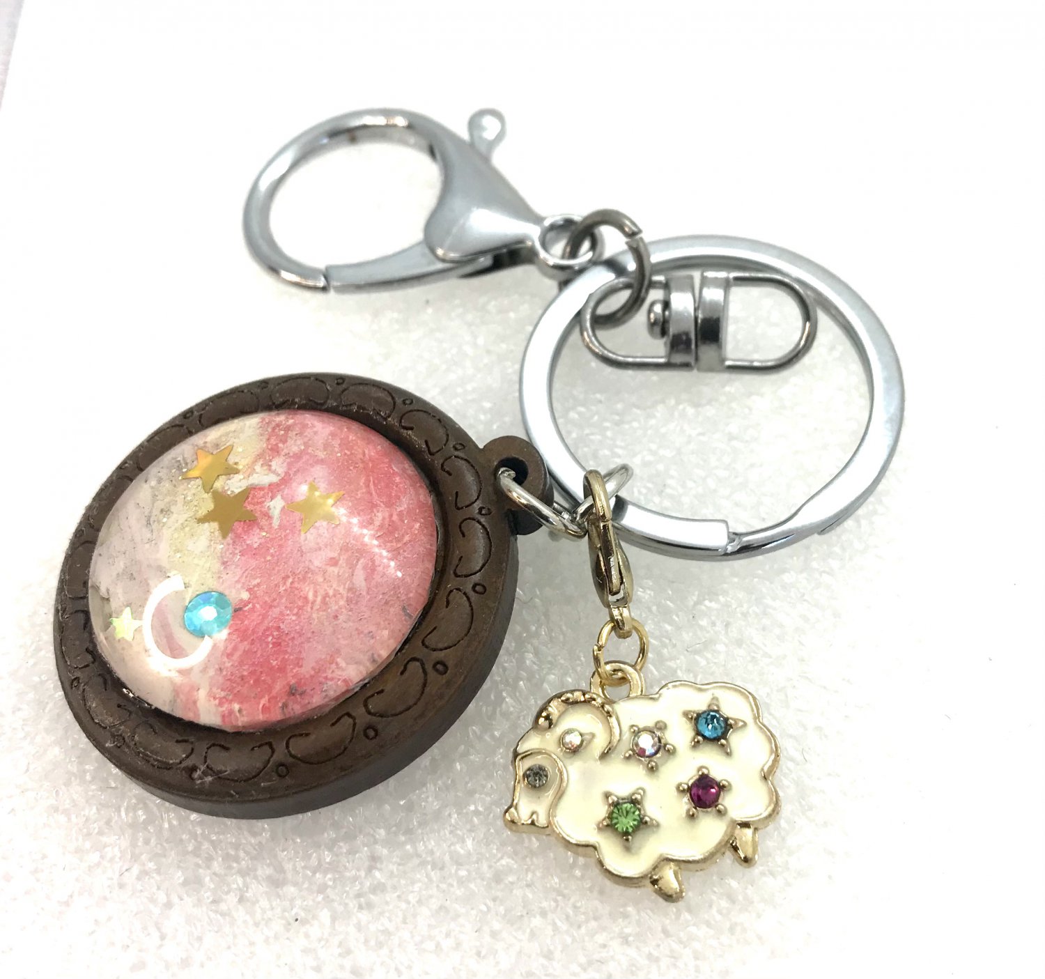 Handmade dome keychain charms Sheep baby stars