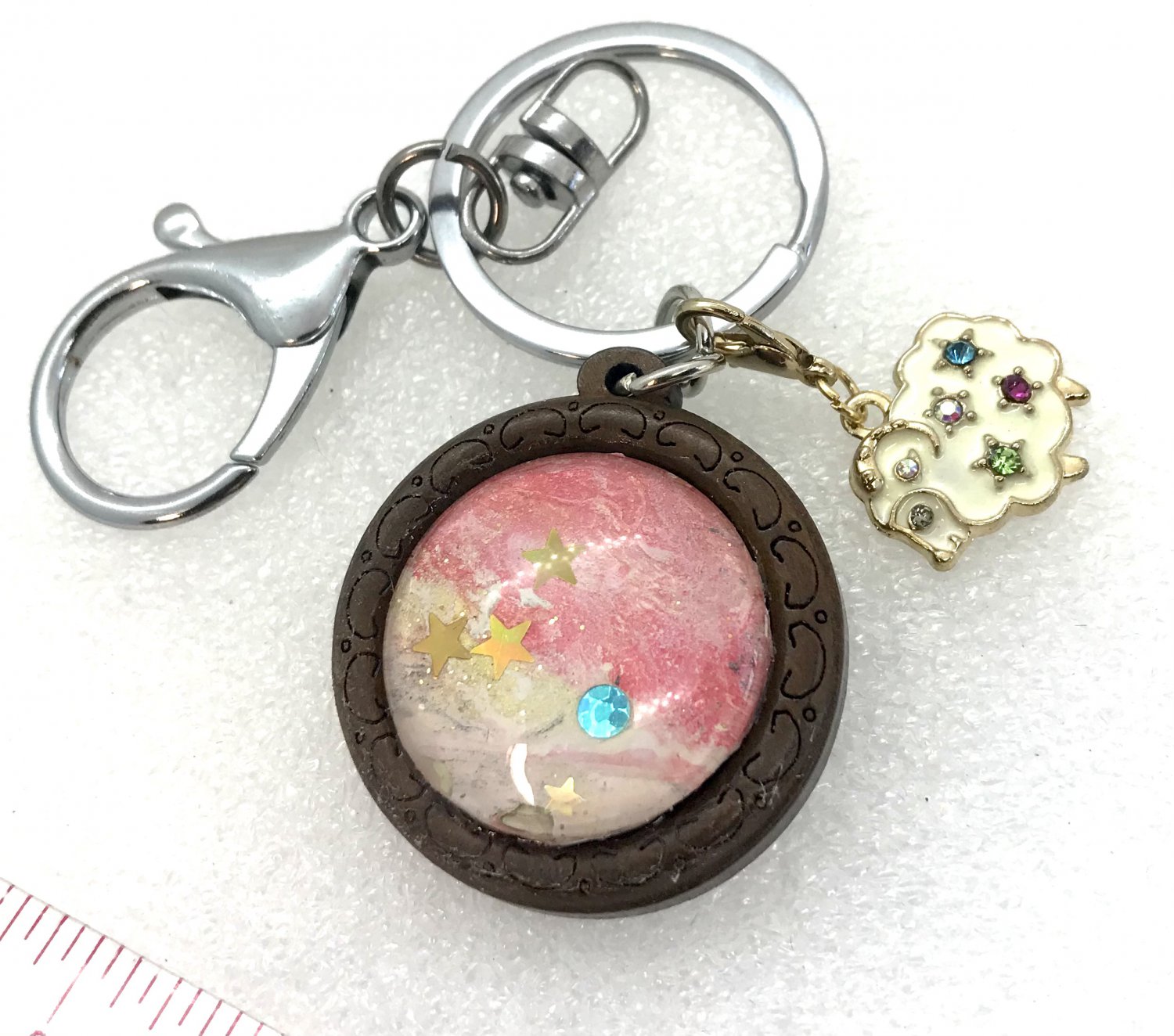 Handmade dome keychain charms Sheep baby stars