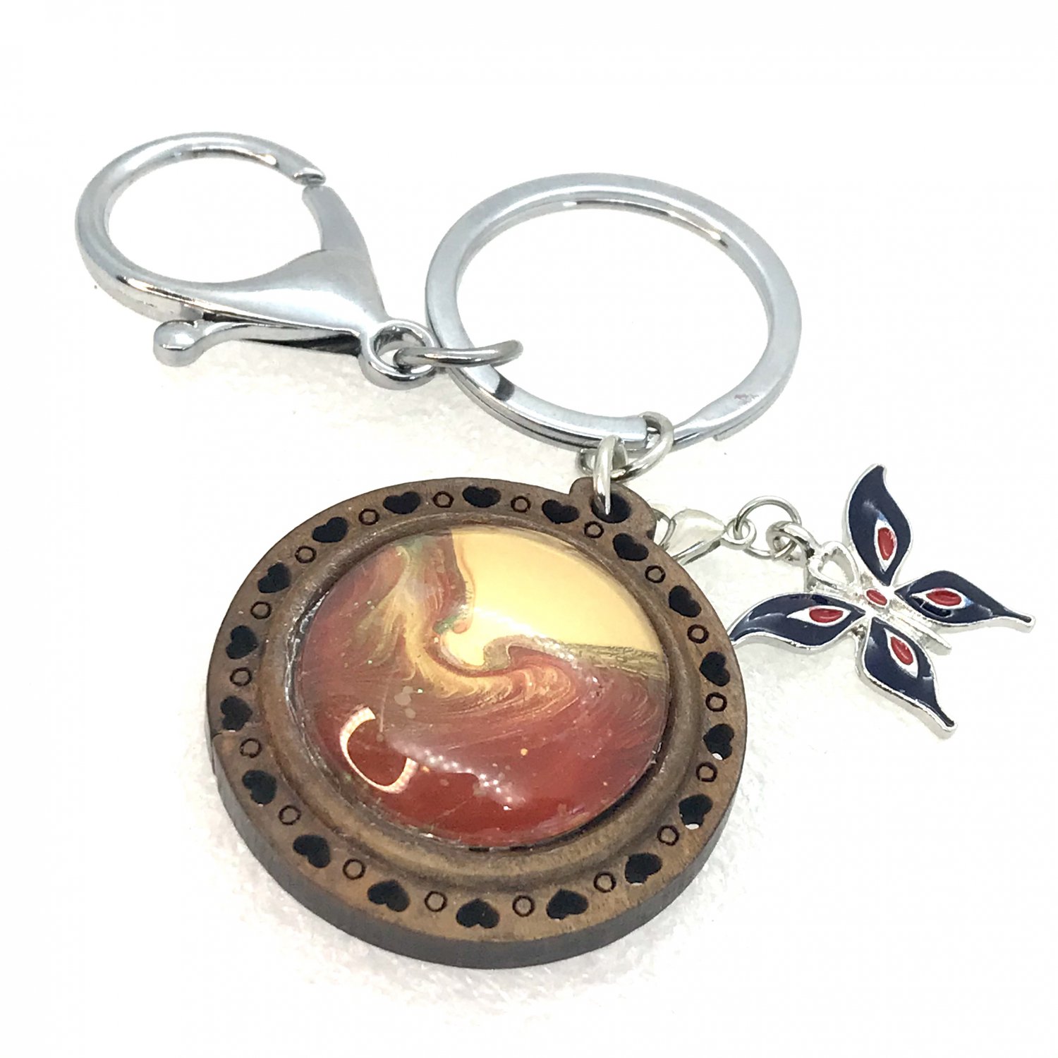Handmade dome keychain charms butterfly