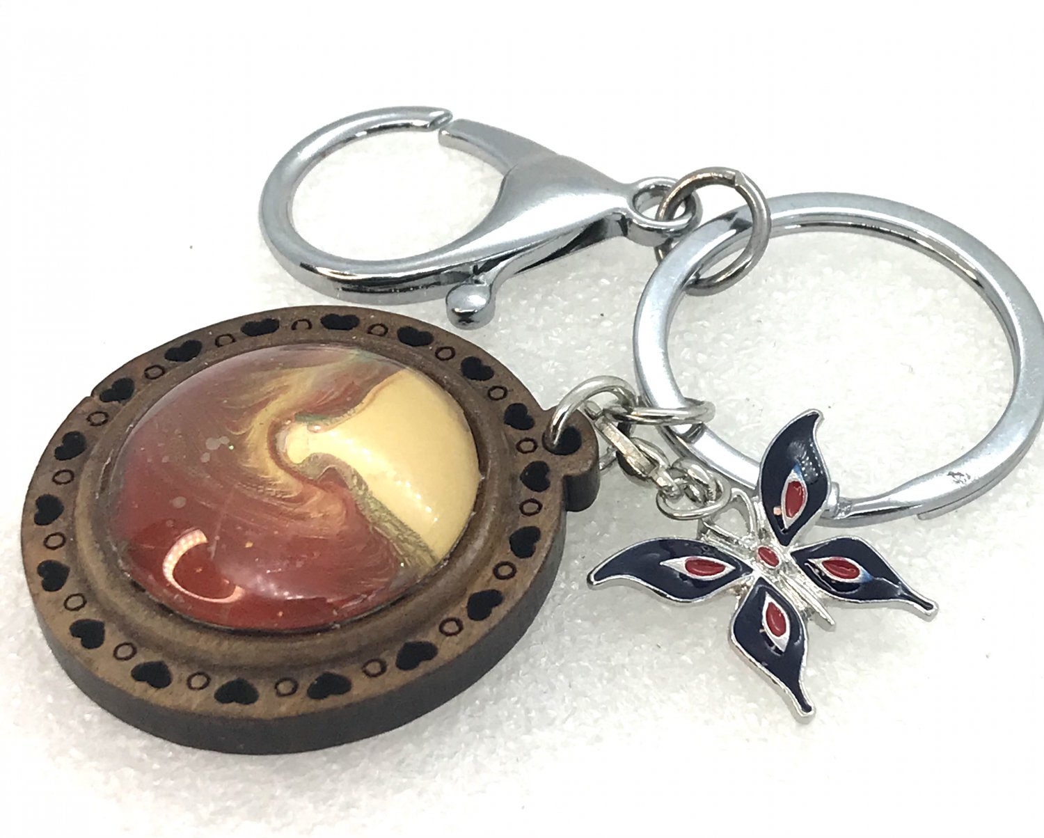 Handmade dome keychain charms butterfly