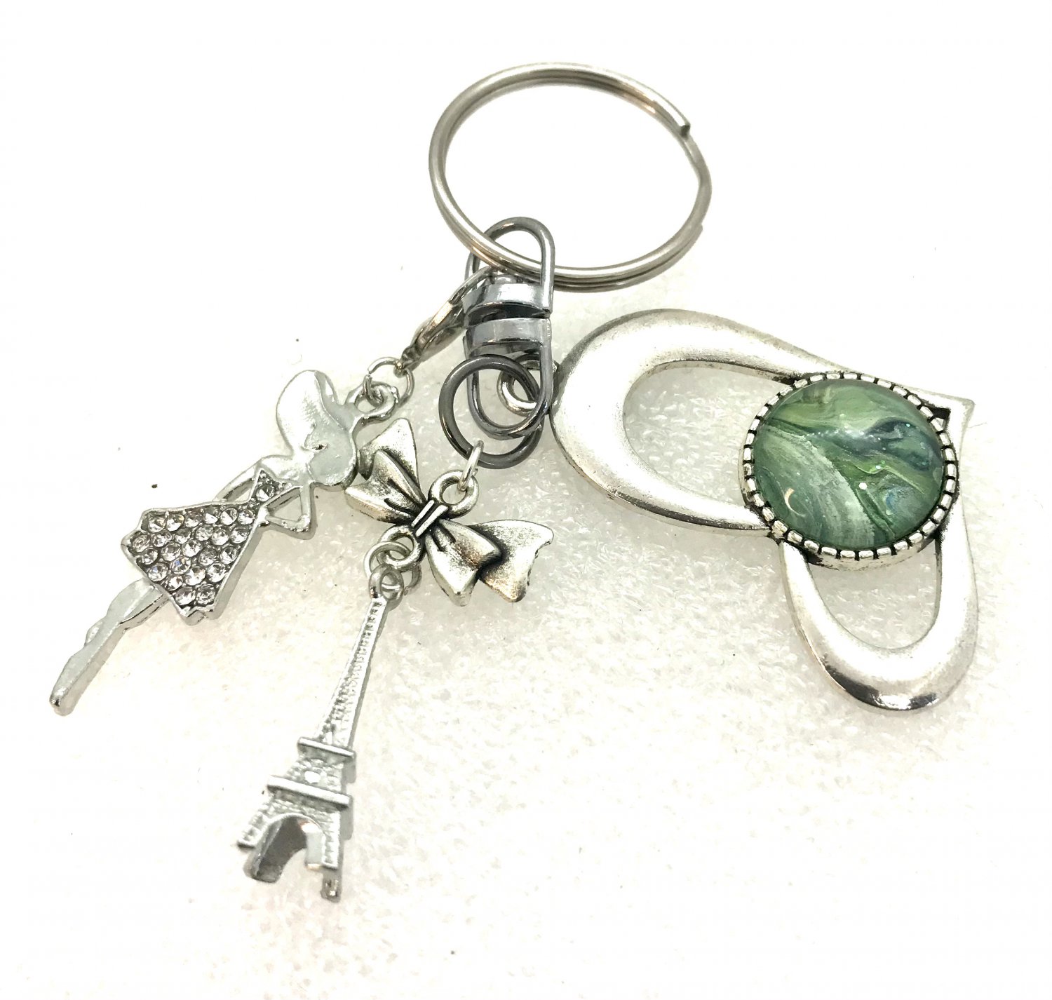 Handmade dome keychain heart charm