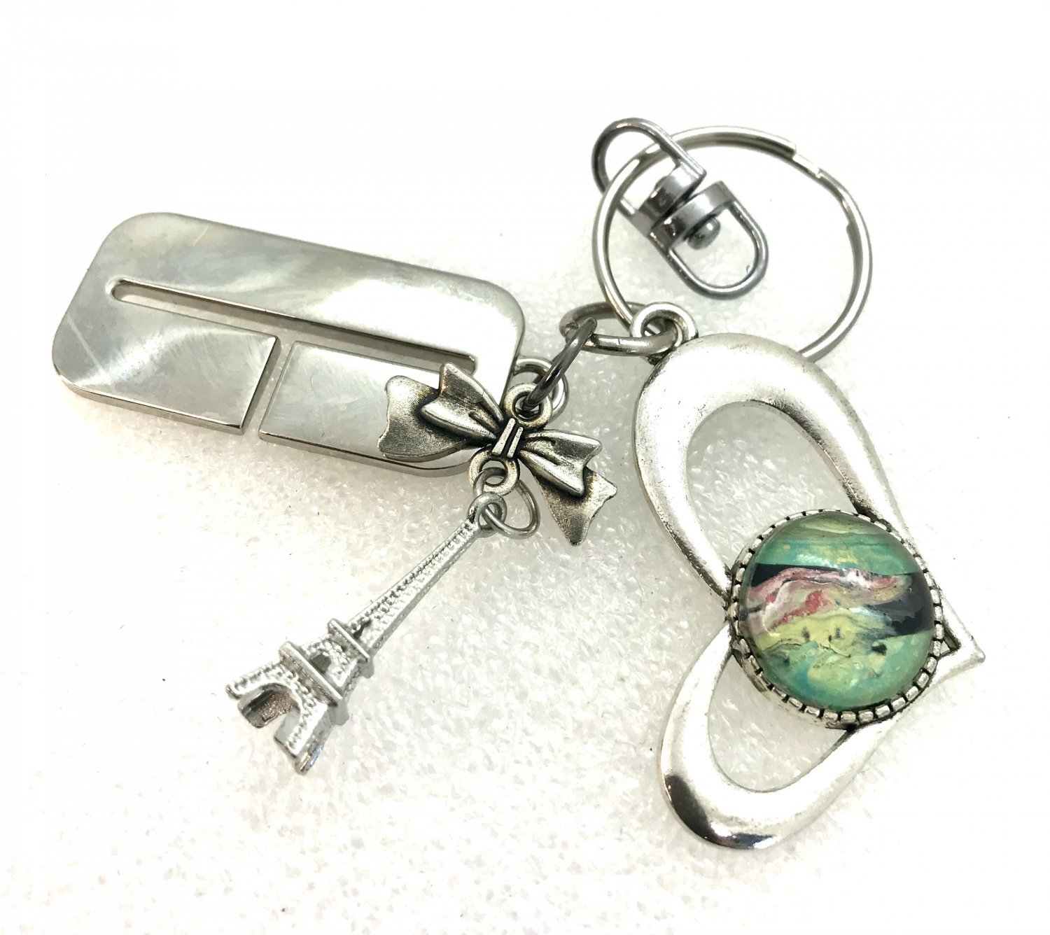 Handmade dome keychain heart charm
