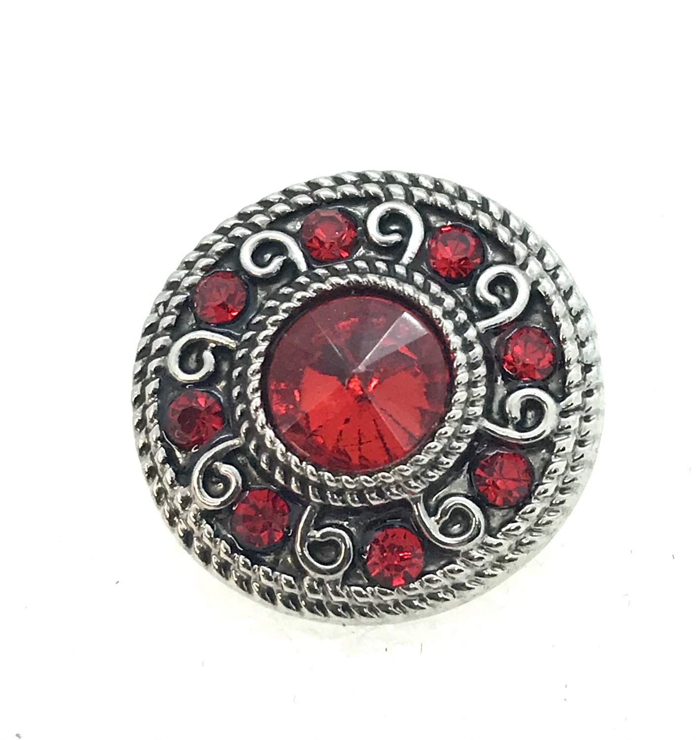 Snap 20mm Flower red crystals gingersnaps