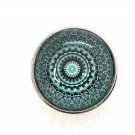 Mandala #10 teal Snap Charm Fit 18-20mm Gingersnaps Jewelry snap button Fast Ship