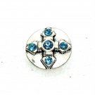 Rhinestone Mini snap button  Blue crystal Cross 12mm gingersnap Jewelry Fast Shipping