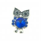 Rhinestone Mini snap button blue owl  crystal  12mm ginger snap  Jewelry Fast Shipping