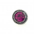 Rhinestone Mini snap button darker Pink round crystal  12mm ginger snap  Jewelry Fast Shipping