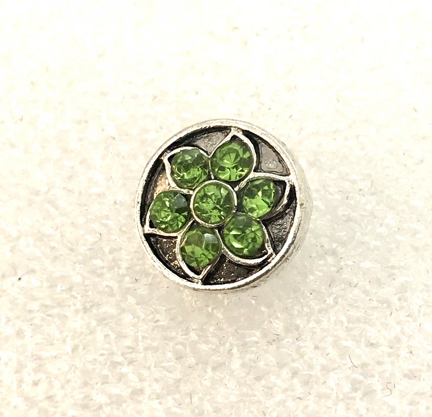 Rhinestone Mini snap button green flower crystal 12mm ginger snap Jewelry Fast Shipping