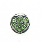 Rhinestone Mini snap button green Heart crystal  12mm ginger snap  Jewelry Fast Shipping