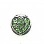 Rhinestone Mini snap button green Heart crystal  12mm ginger snap  Jewelry Fast Shipping