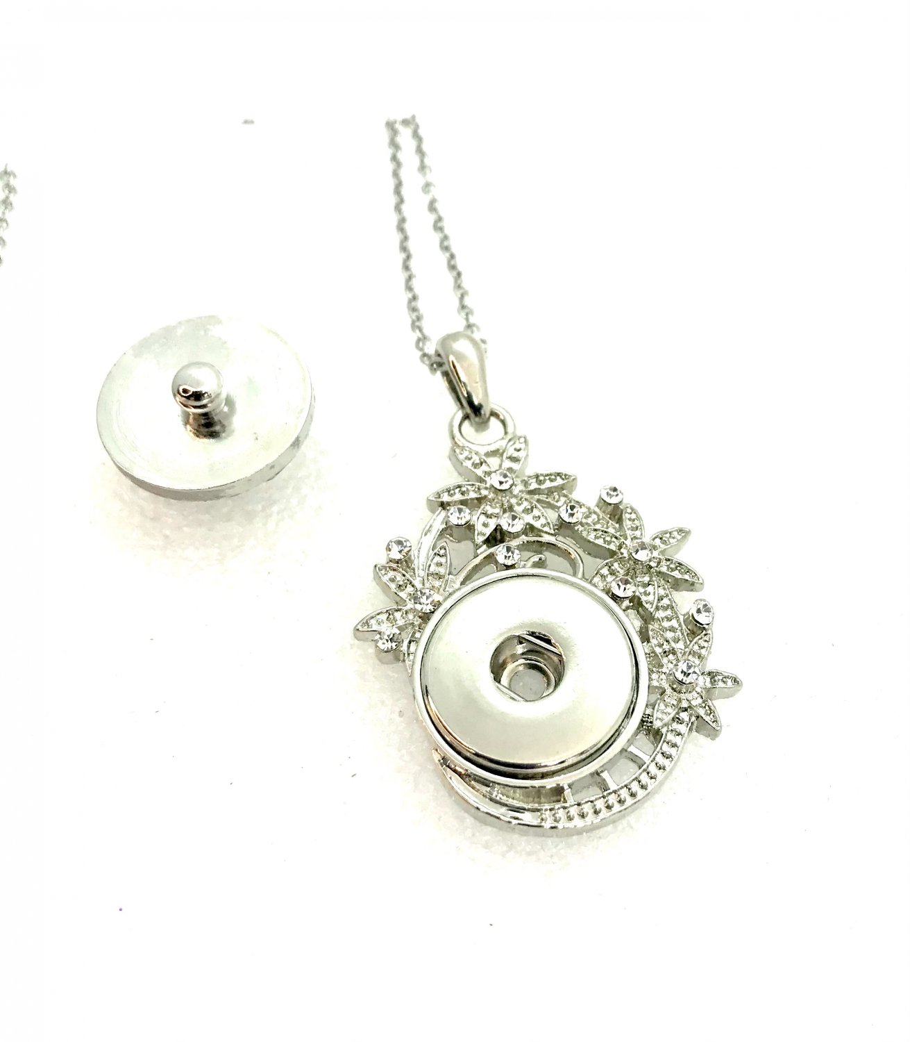 Flower Pendant 20mm handmade Snap Necklace 18mm Snap Jewelry