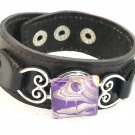 Leather bracelet Hand Painted Ginger snaps Buttons 18-20mm Fast Shipping