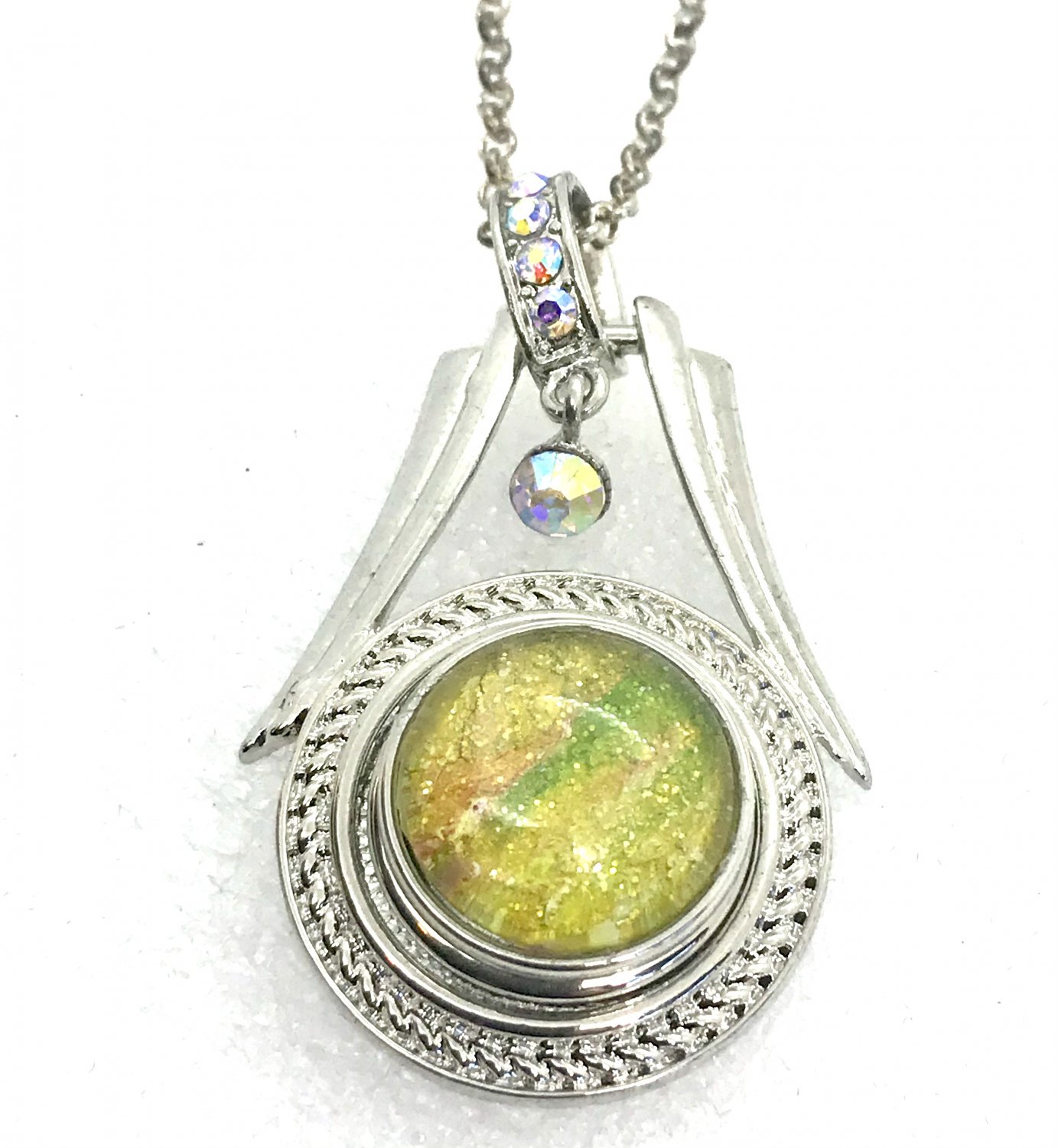 Rhinestones Pendant 20mm handmade Snap Necklace 18mm Snap Jewelry