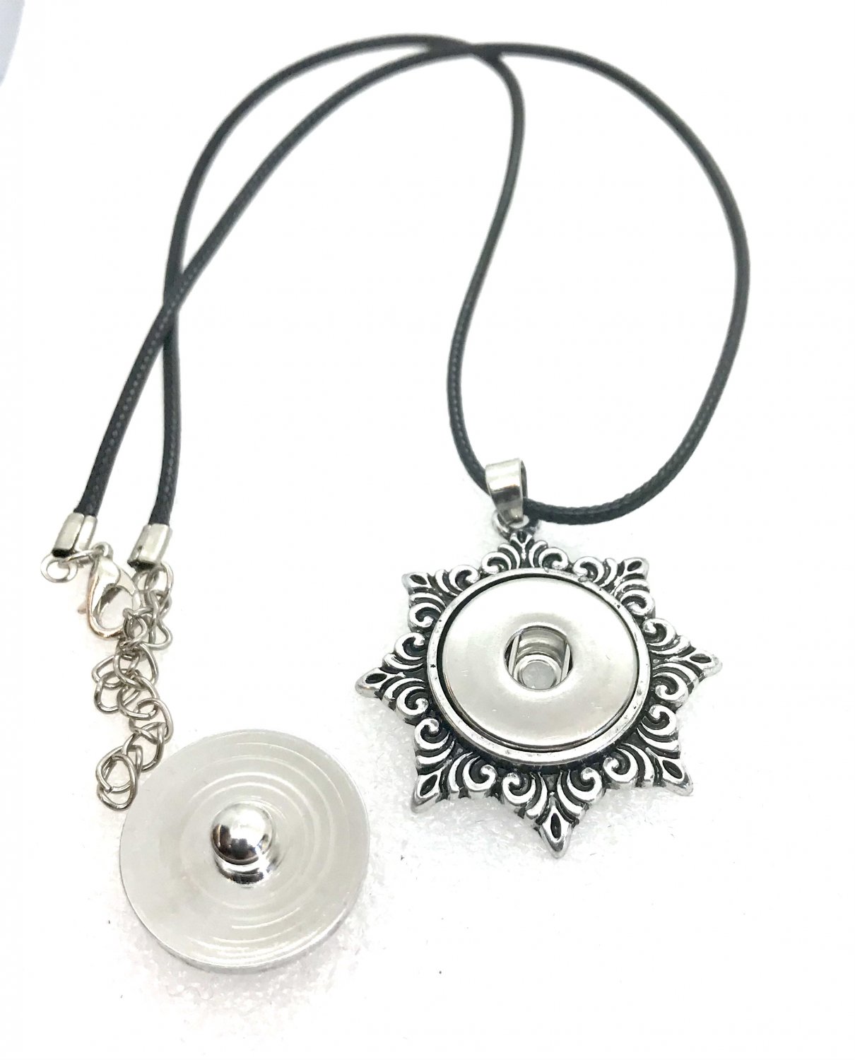 Flower Pendant 20mm handmade Snap Necklace 18mm Snap Jewelry