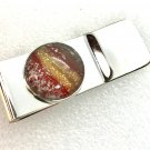 Money clip silver plated with handmade glass dome 20mm