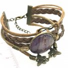 Bracelet leather with charms handmade dome 25mm lobster clasp