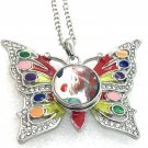 Butterfly Pendant Necklace 18mm Snap Jewelry Stainless Steel Chain Fast Shipping
