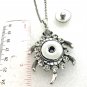 Turtle Rhinestones Pendant Necklace 18mm Snap Jewelry