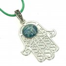 Pendant Hamza hand  Hand Painted green chakra