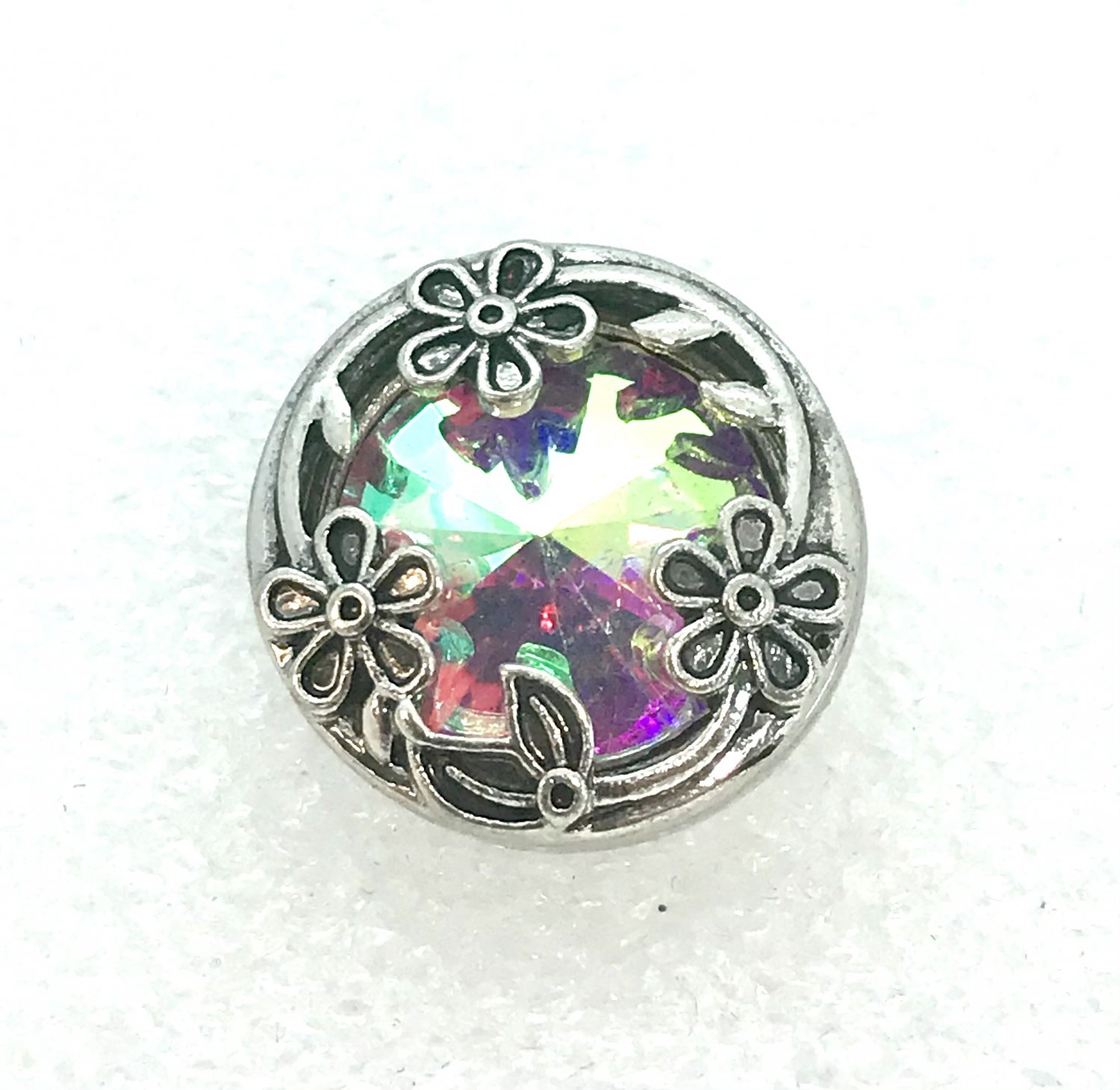 Snap 20mm Flower clear iridescent