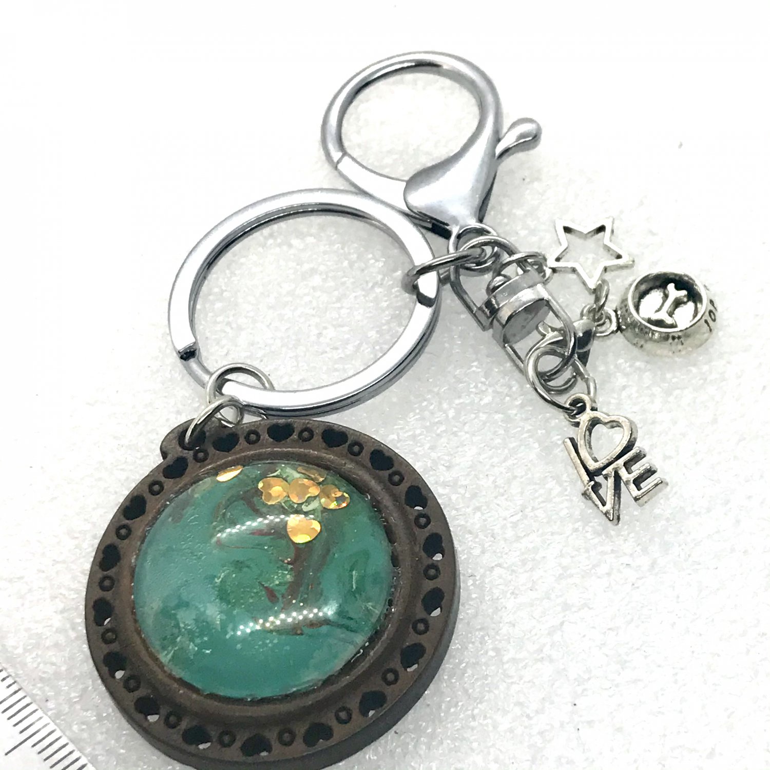 Handmade dome keychain charms dog love