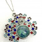 Peacock Pendant 20mm handmade Snap  Necklace  18mm Snap Jewelry