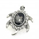 Snap 20mm grey clear rhinestones pattern turtle